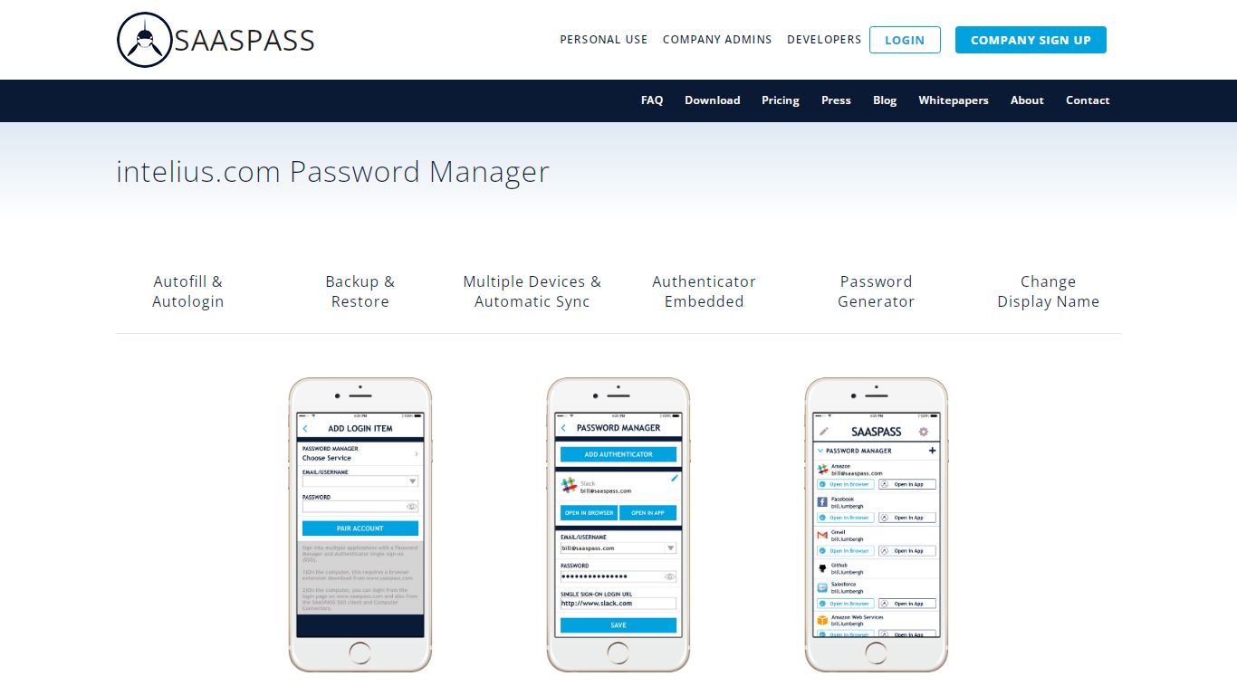 intelius.com Password Manager SSO Single Sign ON